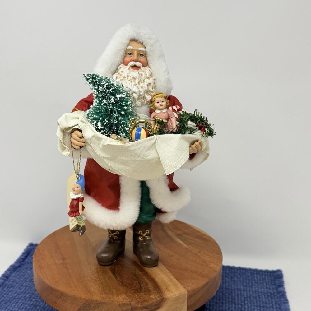 Vintage 1980s Kurt S Adler Fabriche Santa 10” Christmas Figurine With toy Bag